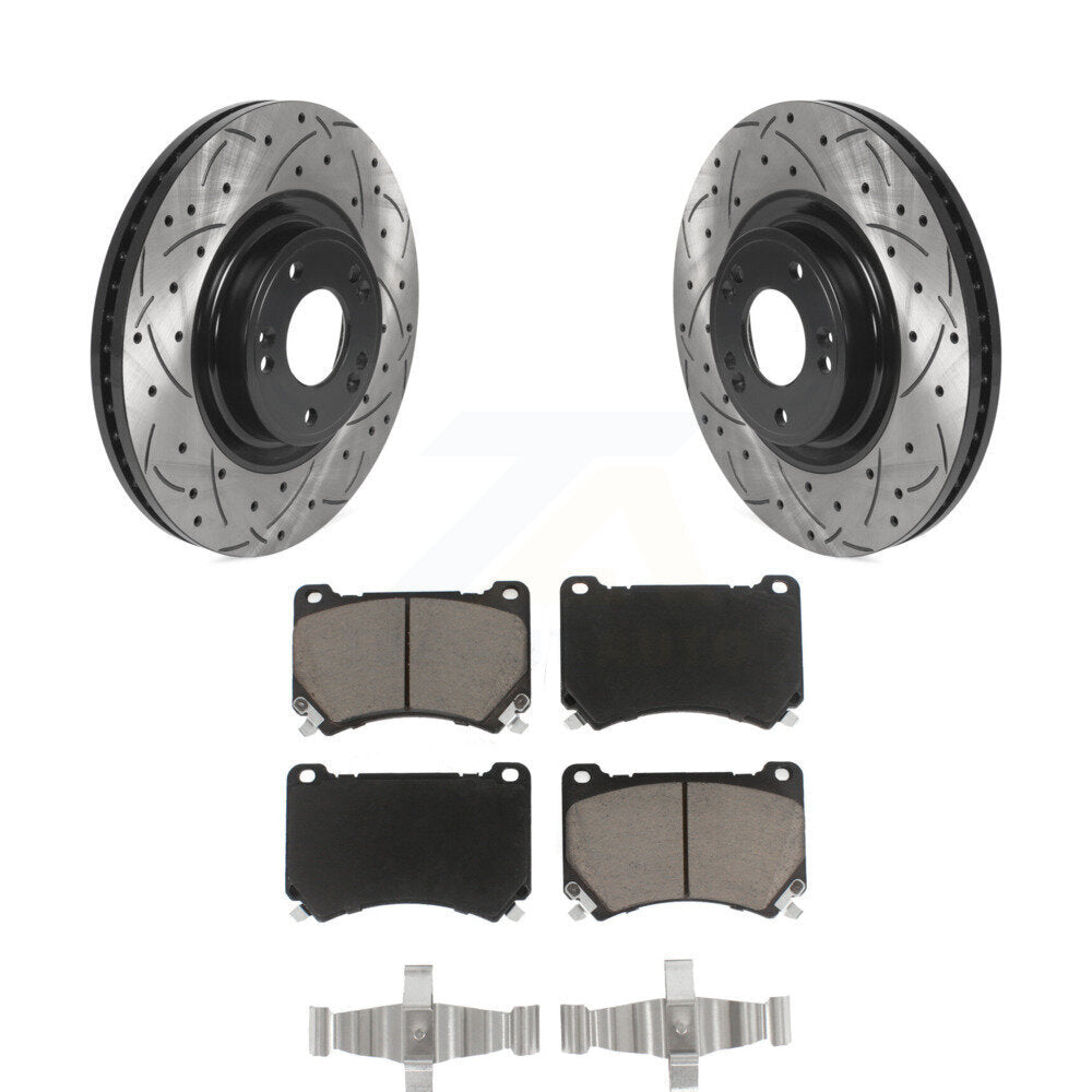 Rotor de frein à disque à fente percée avec revêtement avant et Kit de plaquettes en céramique pour Hyundai Genesi