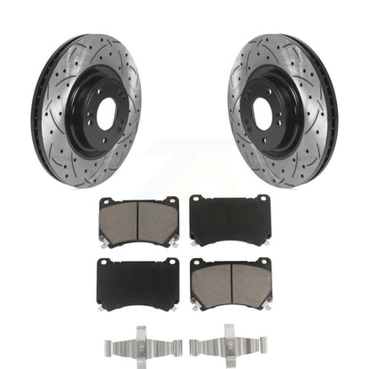 Rotor de frein à disque à fente percée avec revêtement avant et Kit de plaquettes en céramique pour Hyundai Genesi