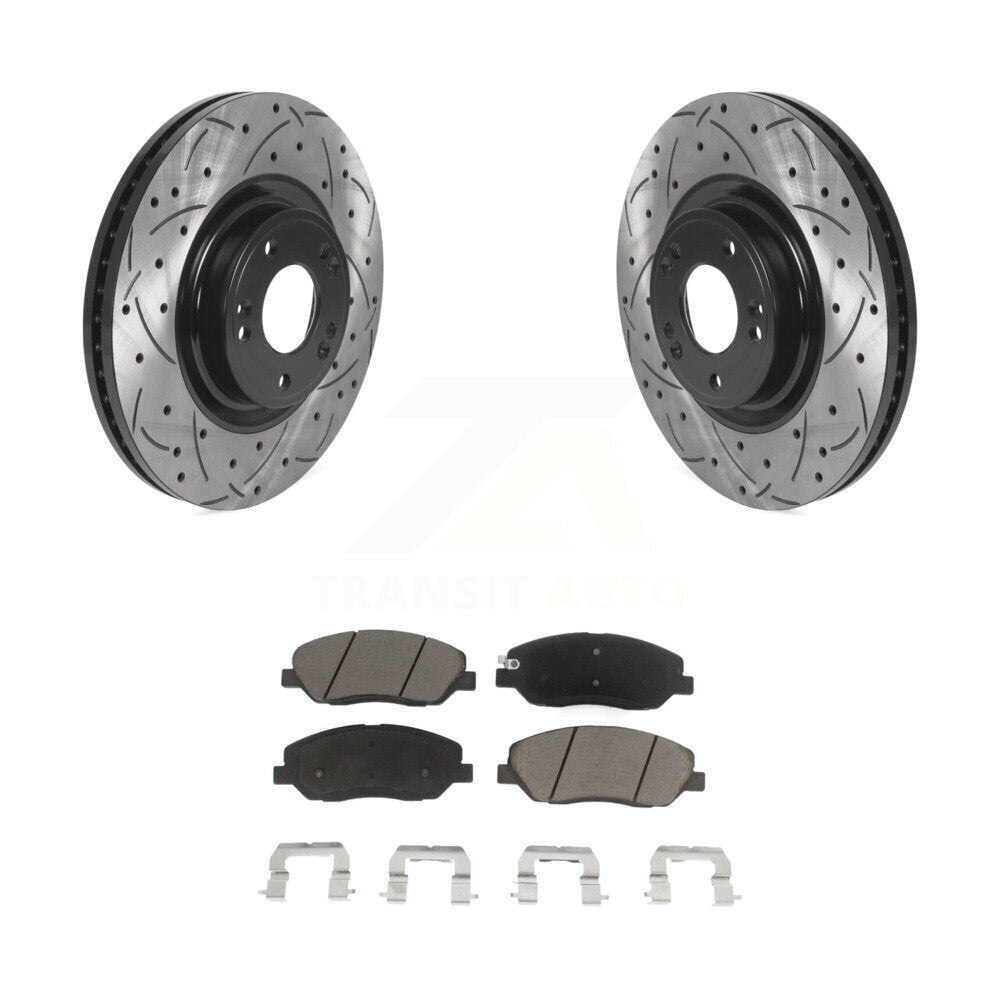 Kit de plaquettes en céramique pour rotors de frein à disque, fente de perçage avant, pour Hyundai Genesis 2012 3.8