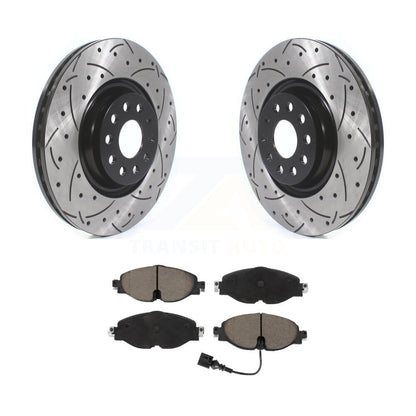 Rotors de frein à disque à fente avant, Kit de plaquettes en céramique pour Volkswagen Golf Audi A
