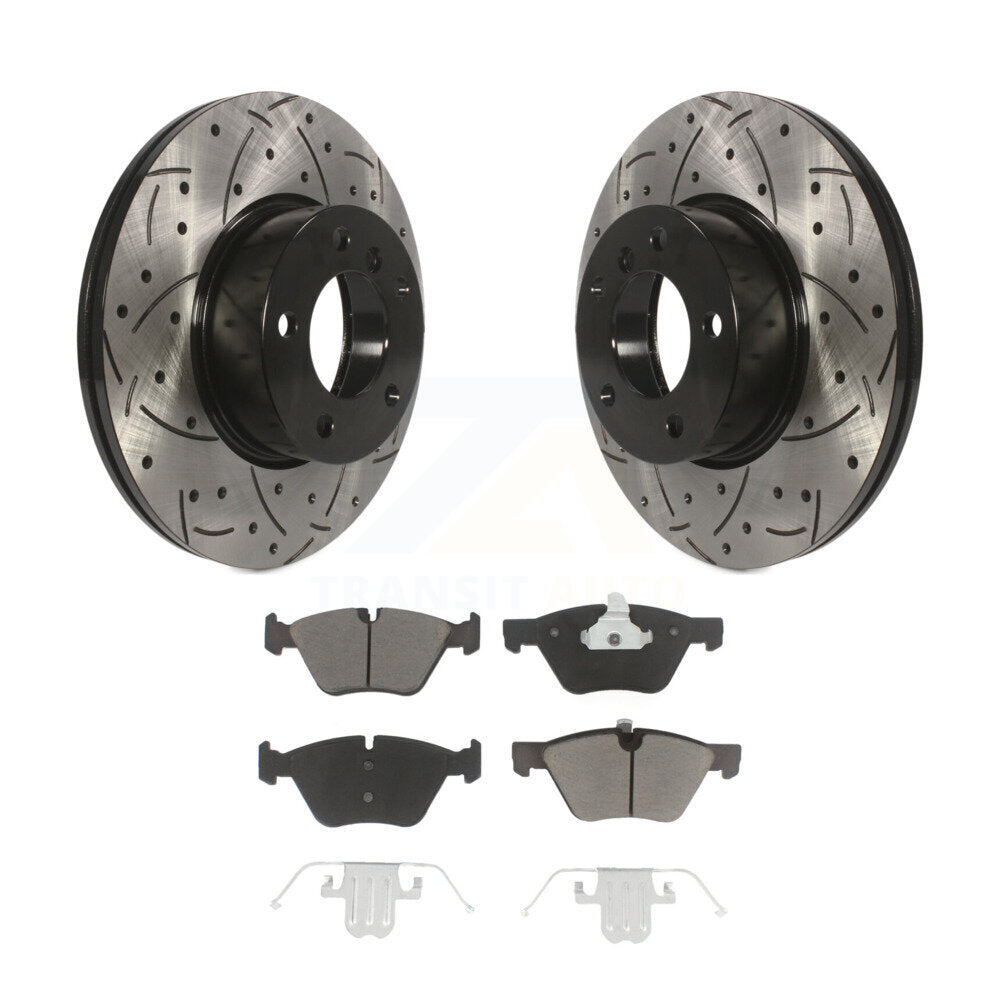 Rotor de frein à disque fendu percé à revêtement avant et Kit de plaquettes en céramique pour BMW X1 328x