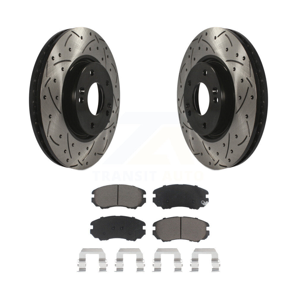 Kit de plaquettes en céramique pour Rotor de frein à fente avant percée, pour Hyundai Sonata 2006 2010 3.3