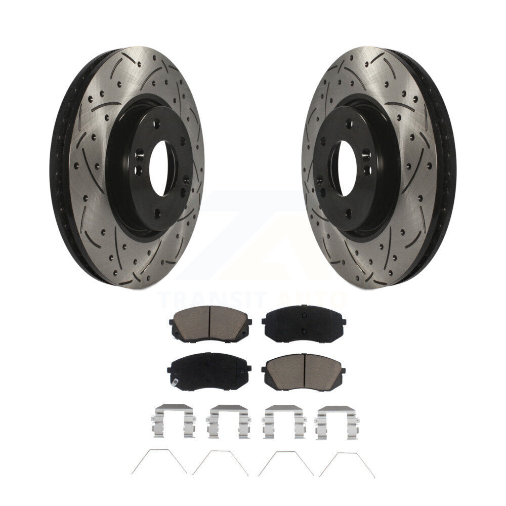 Kit de plaquettes en céramique pour Rotor de frein à disque, fente de perçage pour manteau avant, pour Kia Soul E 2017 – 2019