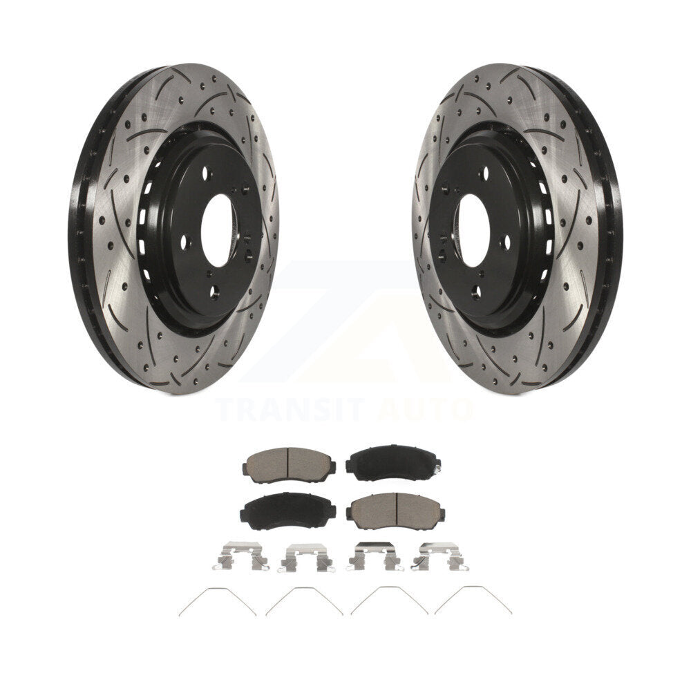 Rotor de frein à disque à fente avant percée et Kit de plaquettes en céramique pour Honda Odyssey Passpor