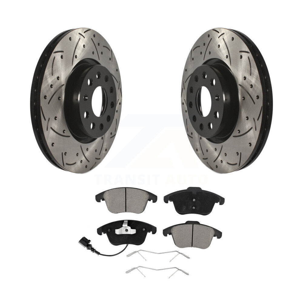 Kit de plaquettes en céramique pour Rotor de frein à fente avant percée, pour Volkswagen Tiguan Passat Aud