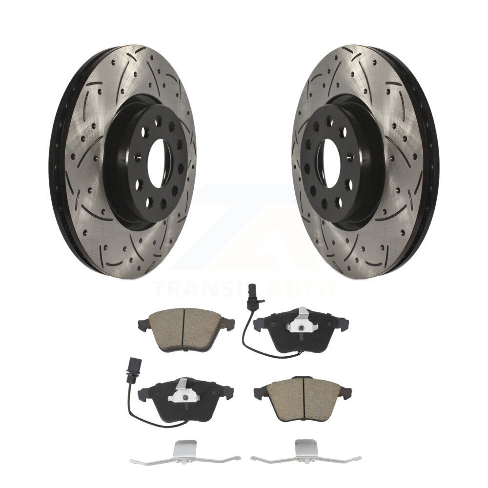 Kit de plaquettes en céramique pour Rotor de frein à disque, fente percée, revêtement avant, pour Volkswagen CC R3