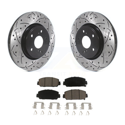 Rotor de frein à disque à fente percée avec revêtement avant et Kit de plaquettes en céramique pour Honda CR-V HR-