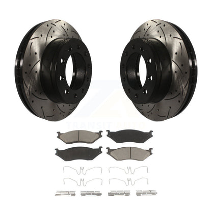 Rotor de frein à fente avant percé et Kit de plaquettes en céramique pour Ford F-450 Super Duty F-55