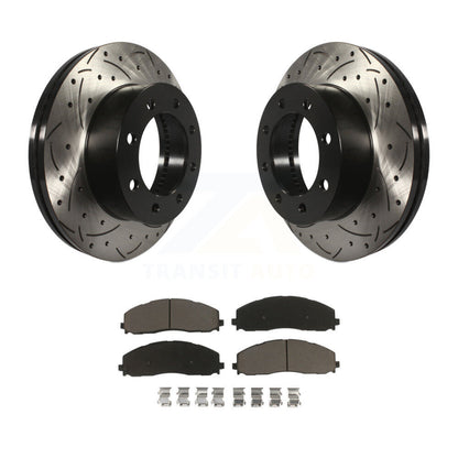 Rotor de frein à fente percée avant et Kit de plaquettes en céramique pour Ford F-350 Super Duty F-25