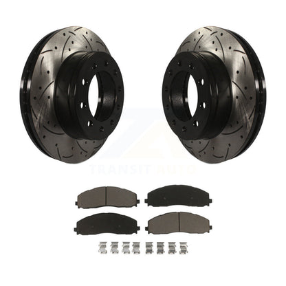 Rotor de frein à fente percée avant et Kit de plaquettes en céramique pour Ford F-350 Super Duty F-25
