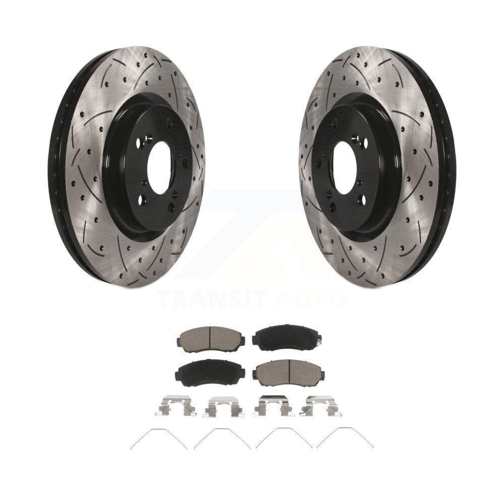 Rotors de frein à disque à fente avant, Kit de plaquettes en céramique pour Honda Odysse 2011 – 2014