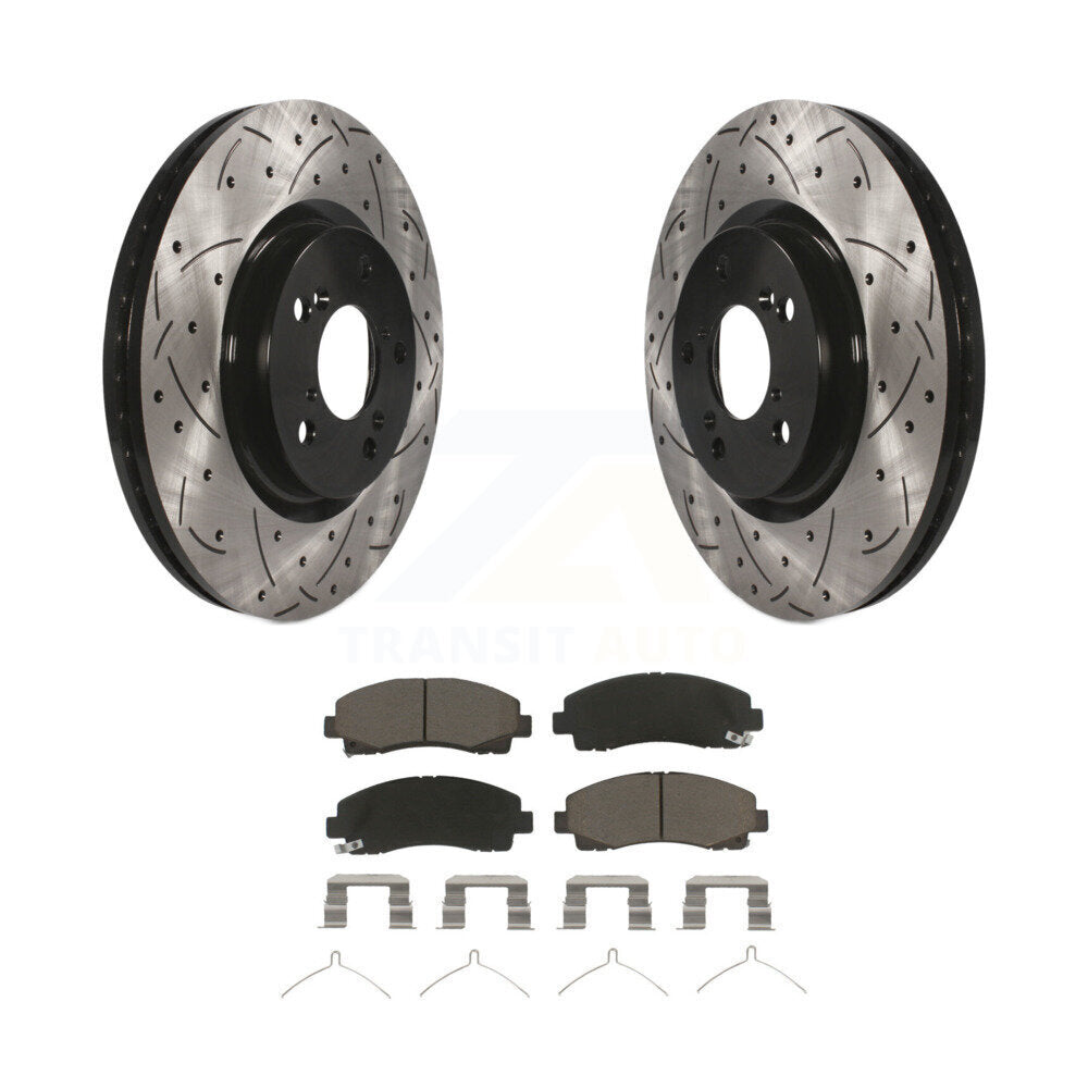 Kit de plaquettes en céramique pour rotors de frein à disque avec fente de perçage avant pour Acura T 2009-2014