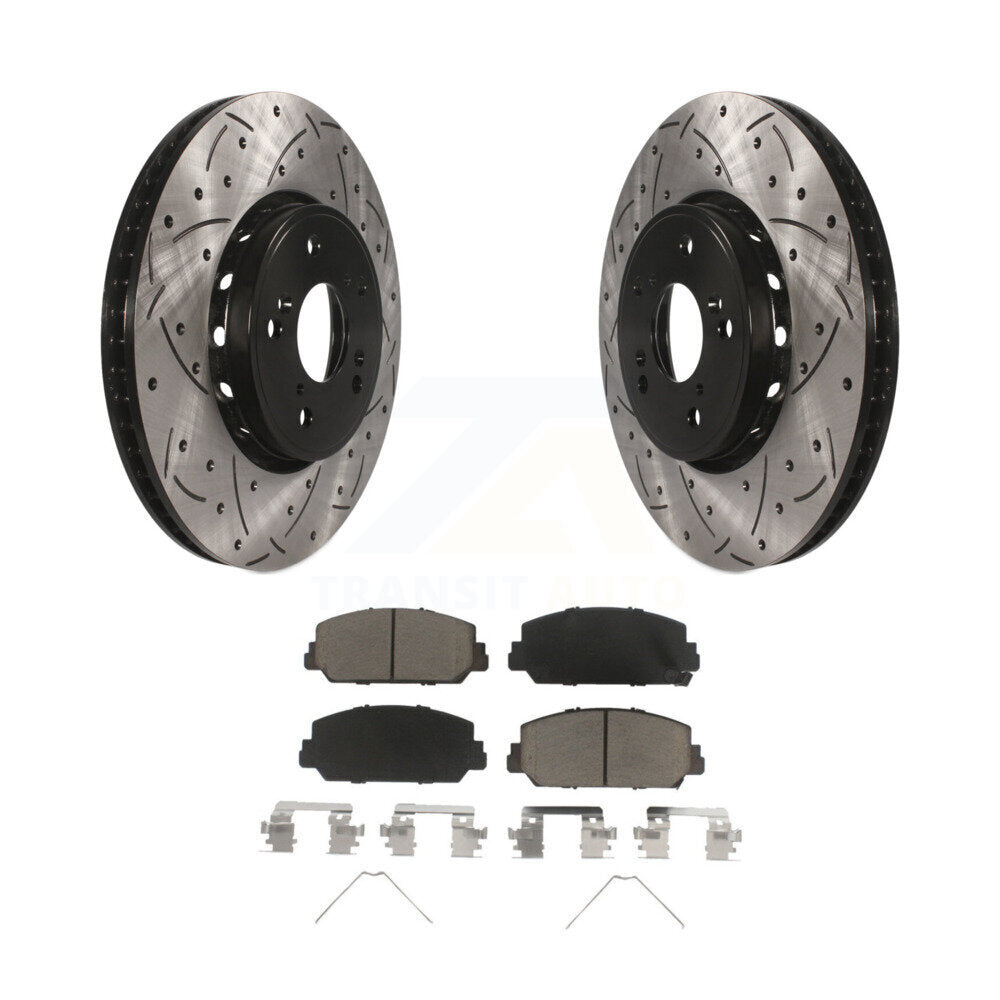 Kit de plaquettes en céramique de rotors de frein à disque fendus percés à revêtement avant pour Acura RDX IL