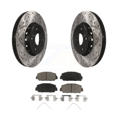 Kit de plaquettes en céramique de rotors de frein à disque fendus percés à revêtement avant pour Acura RDX IL