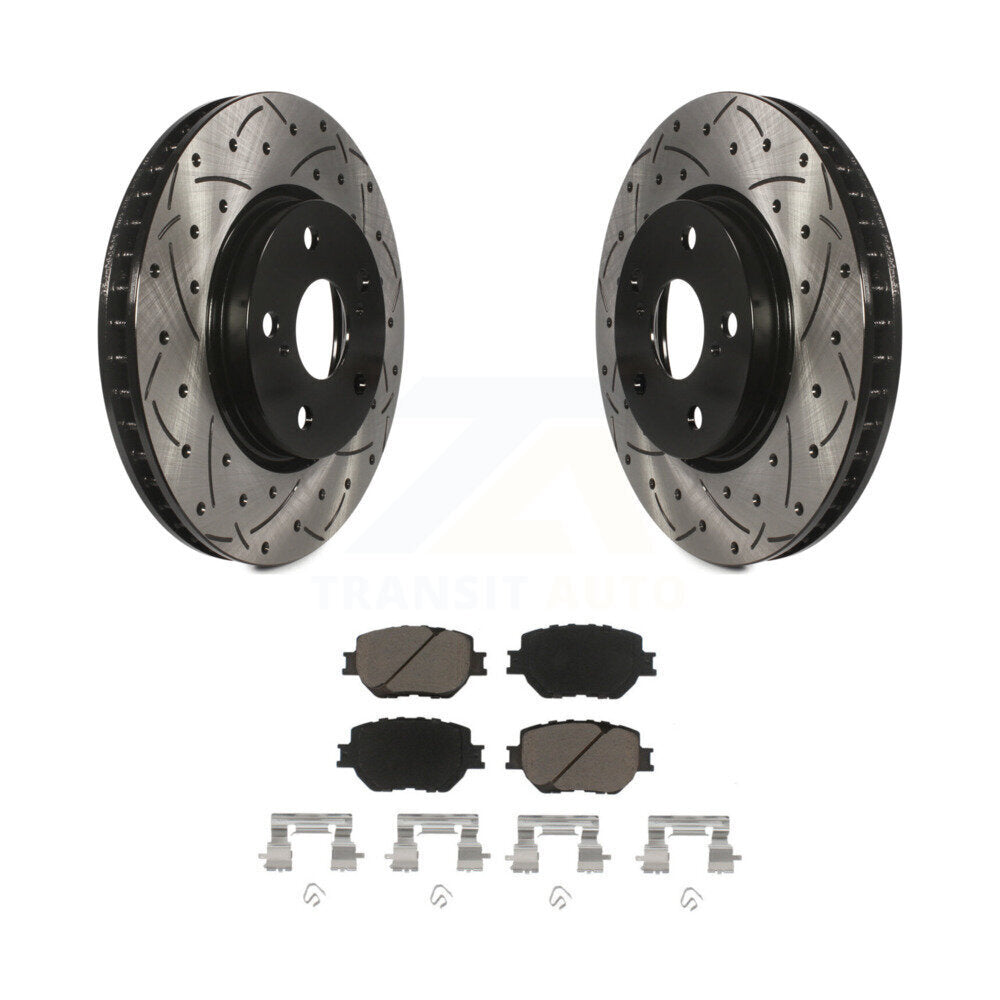 Rotors de frein à disque fendus percés à revêtement avant et kit de plaquettes en céramique pour Lexus IS25