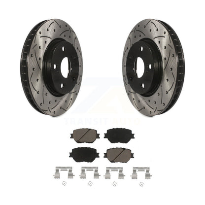 Rotors de frein à disque fendus percés à revêtement avant et kit de plaquettes en céramique pour Lexus IS25