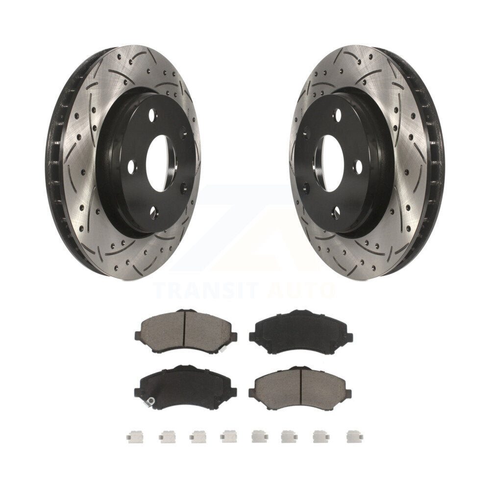 Kit de plaquettes en céramique pour rotors de frein à disque à fente forée avec revêtement avant pour Jeep Wrangler J