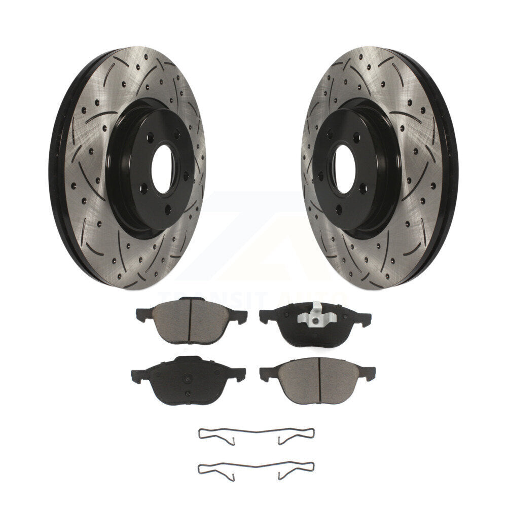 Kit de plaquettes en céramique pour rotors de frein à disque, fente de perçage avant, pour Ford Transit Connect