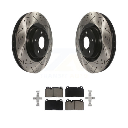 Rotors de frein à disque fendus percés à revêtement avant et kit de plaquettes en céramique pour Audi Q5
