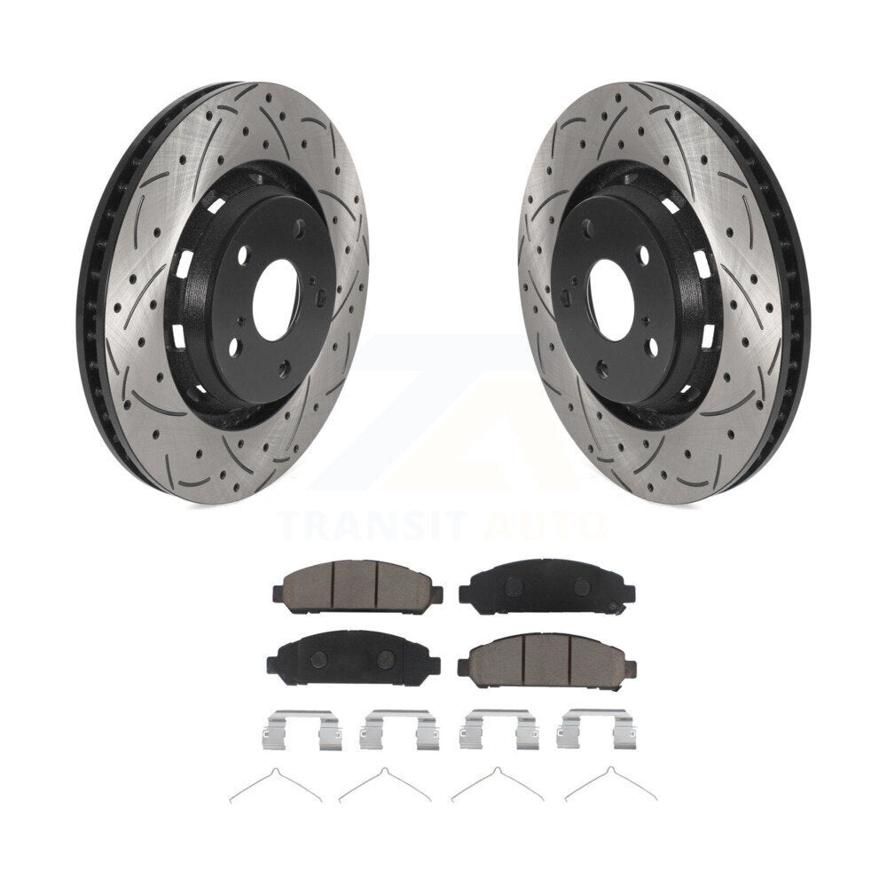 Rotor de frein à disque à fente avant percée et Kit de plaquettes en céramique pour Toyota Venz 2009 – 2016
