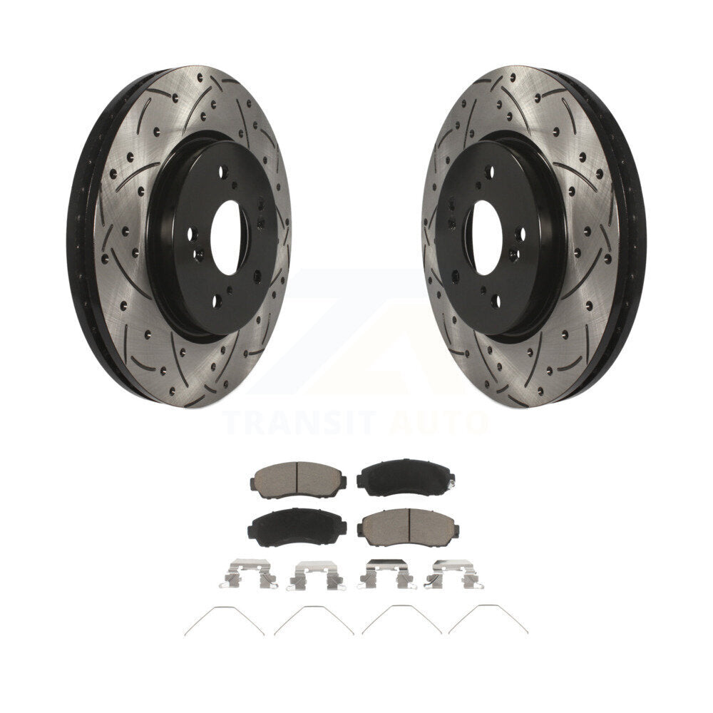 Rotor de frein à fente percée avant et Kit de plaquettes en céramique pour Honda CR-V Crosstour Accor