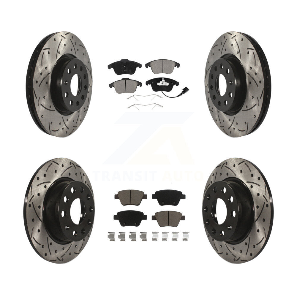 Kit de plaquettes de frein en céramique, rotors de frein à fente avant et arrière percés pour Volkswagen Passa 12-14