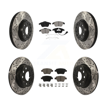 Kit de plaquettes de frein en céramique, rotors de frein à fente avant et arrière percés pour Volkswagen Passa 12-14