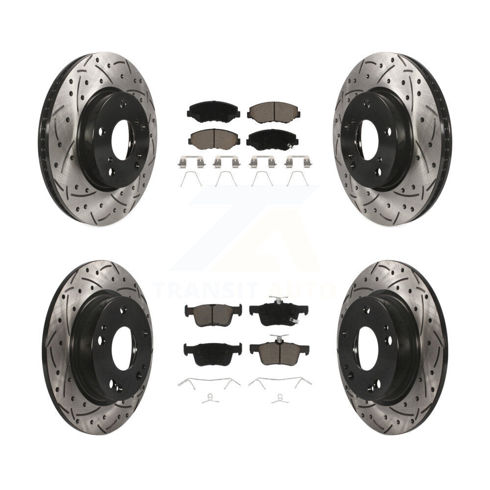 Kit de plaquettes en céramique pour rotors de frein à disque à fente percée avant et arrière pour Honda Civi