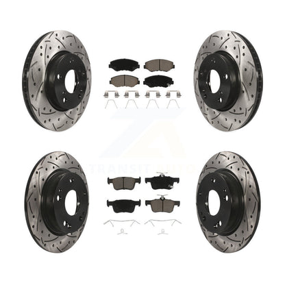 Kit de plaquettes en céramique pour rotors de frein à disque à fente percée avant et arrière pour Honda Civi