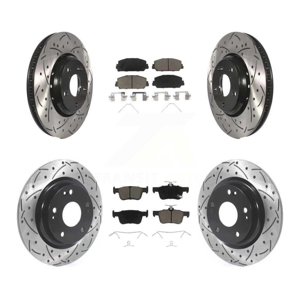 Kit de plaquettes en céramique pour rotors de frein à disque à fente percée avant et arrière pour Honda Civi