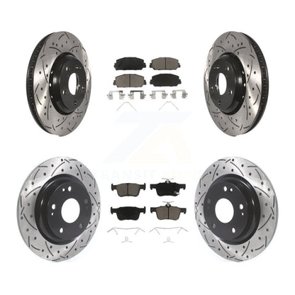 Kit de plaquettes en céramique pour rotors de frein à disque à fente percée avant et arrière pour Honda Civi