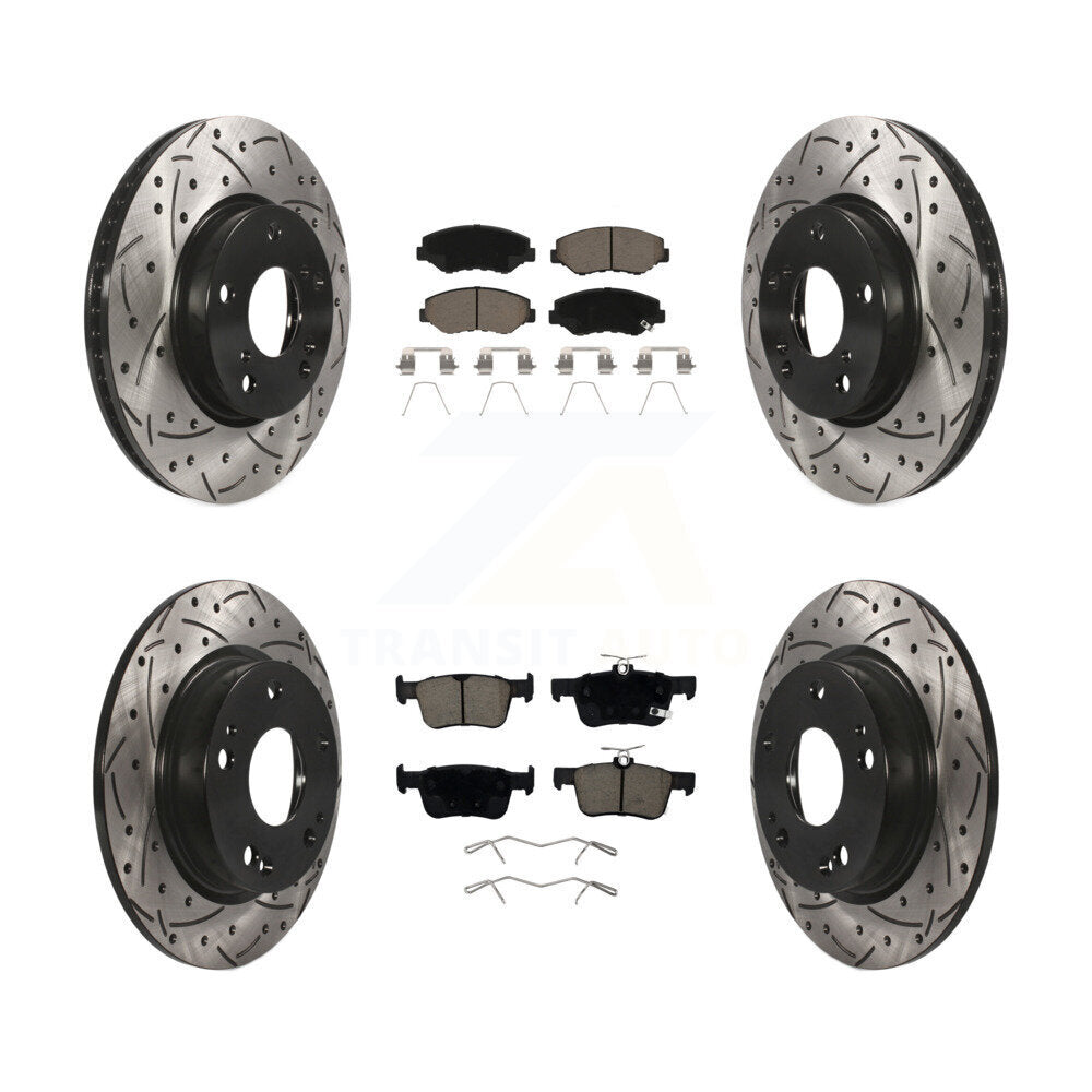 Kit de plaquettes en céramique pour rotors de frein à disque à fente percée avant et arrière pour Honda Civi