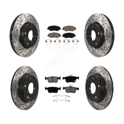 Kit de plaquettes en céramique pour rotors de frein à disque à fente percée avant et arrière pour Honda Civi