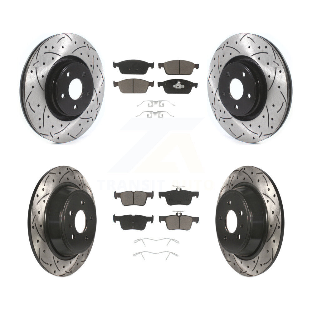 Kit de plaquettes en céramique pour rotors de frein à disque à fente percée avant et arrière pour Lincoln MK