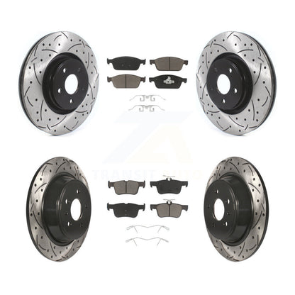 Kit de plaquettes en céramique pour rotors de frein à disque à fente percée avant et arrière pour Lincoln MK