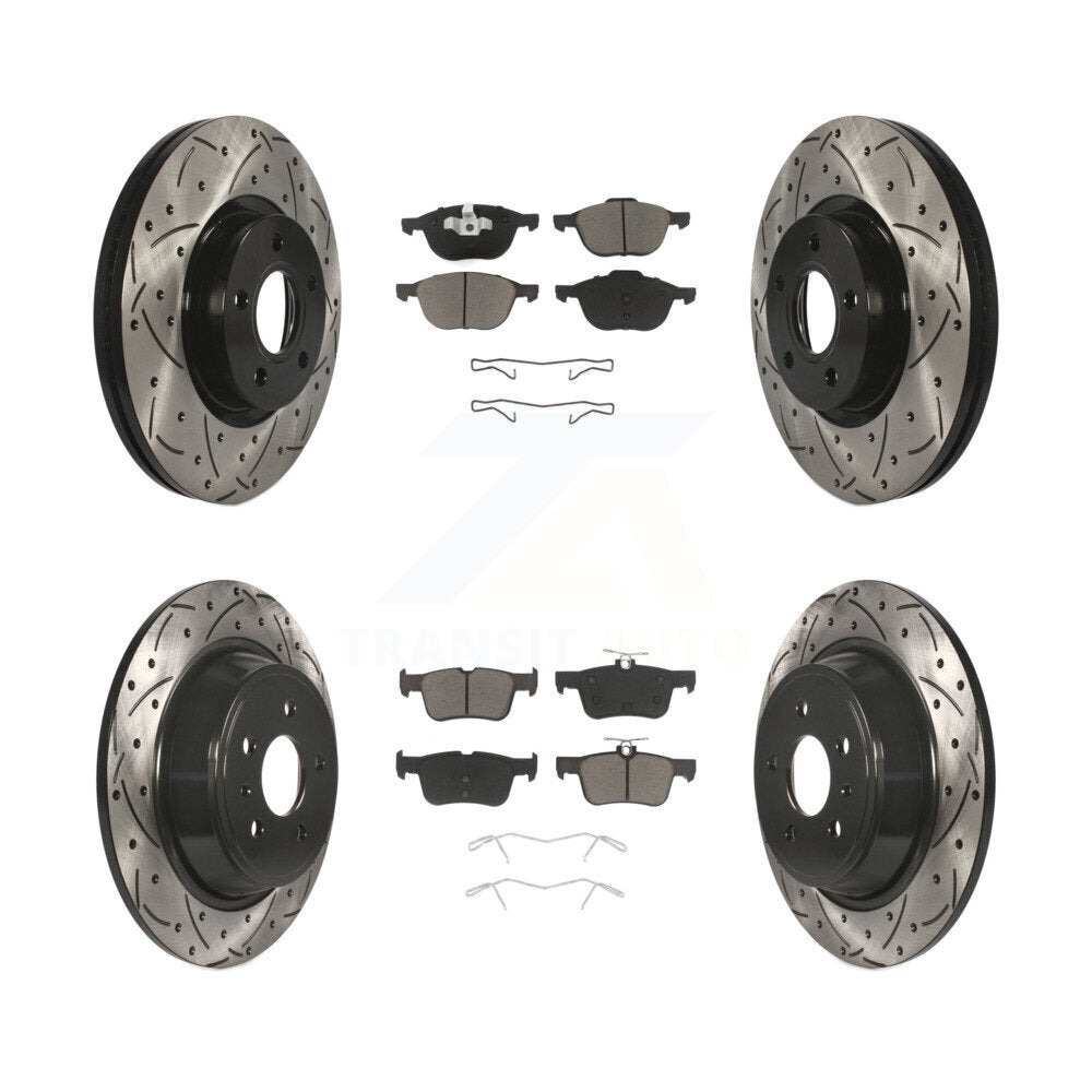Kit de plaquettes en céramique pour rotors de frein à disque à fente percée avant et arrière pour Ford Escap