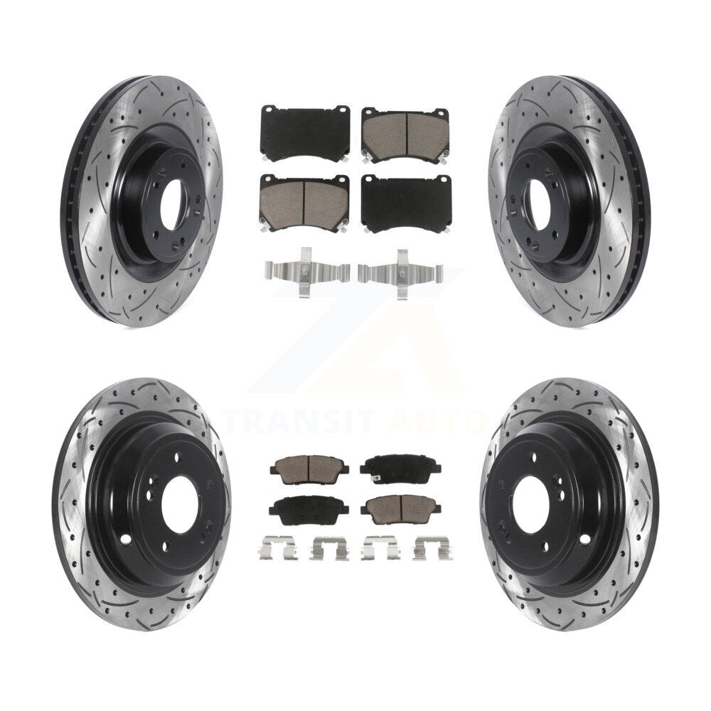 Kit de plaquettes en céramique pour Rotor de frein, fente de perçage avant et arrière, pour Hyundai Genesis 5.0 12-14
