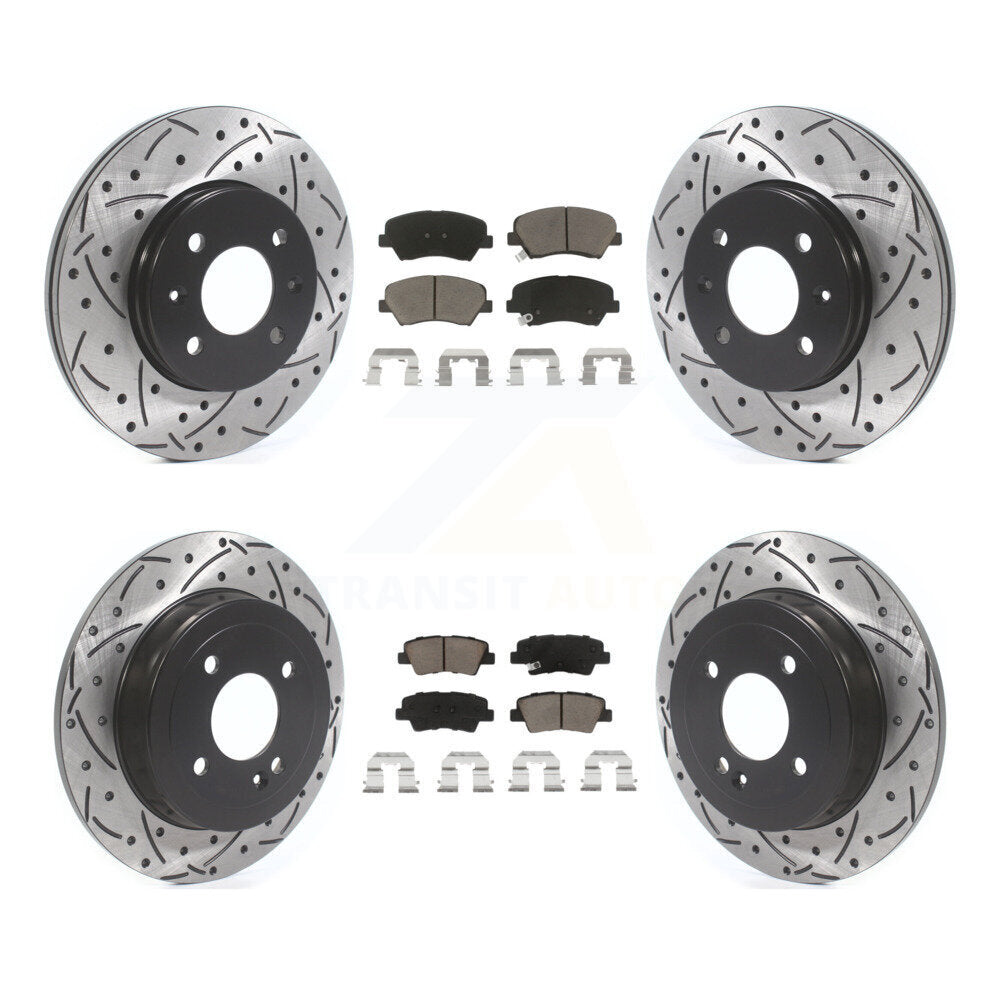 Kit de Rotor de frein et de plaquettes en céramique, fente avant et arrière percée, pour Hyundai Accent Kia Ri