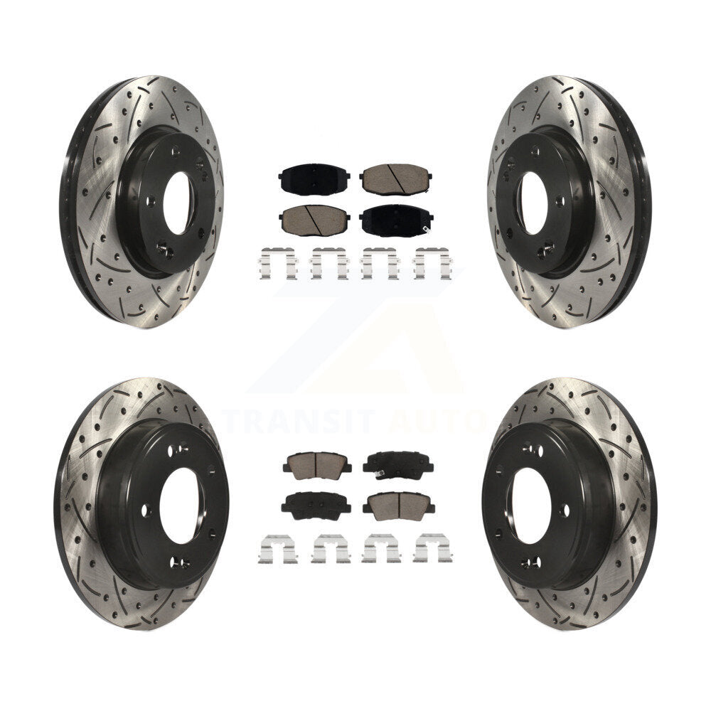 Kit de plaquettes en céramique pour rotors de frein à disque à fente avant et arrière, pour Kia Sou 2014 – 2016