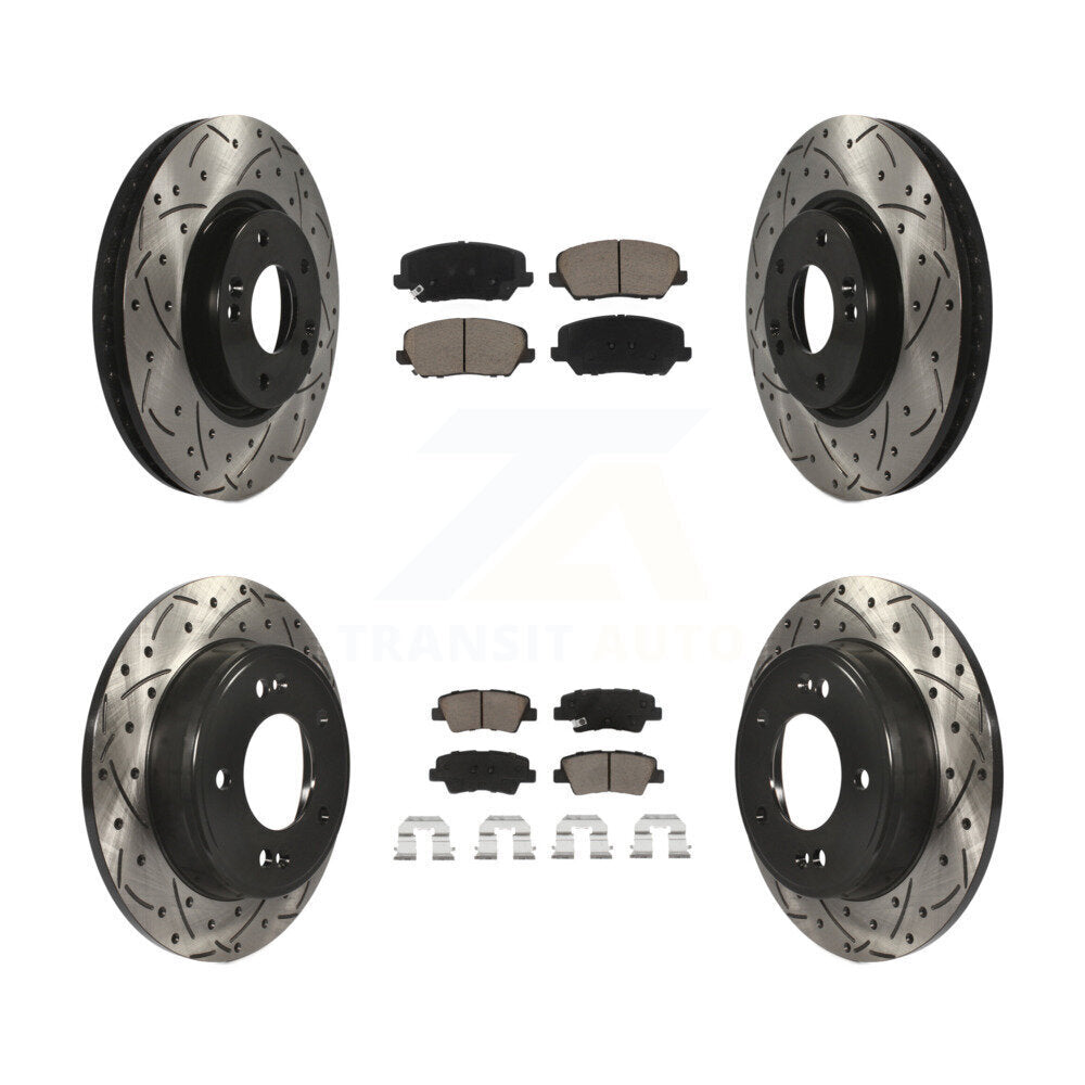 Kit de plaquettes en céramique pour Rotor de frein, fente de perçage avant et arrière, pour Kia Forte Forte 2017 – 2018