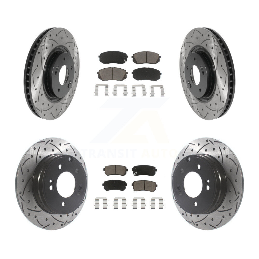 Kit de plaquettes en céramique pour Rotor de frein, fente de perçage avant et arrière, pour Hyundai Tucson Kia Cadenz