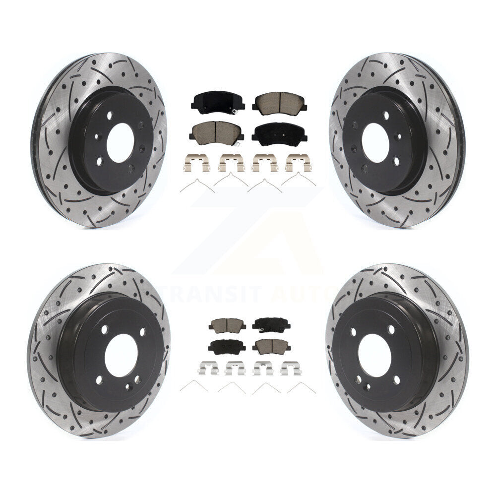 Kit de Rotor de frein et de plaquettes en céramique, fente avant et arrière percée, pour Kia Rio Hyundai Accen