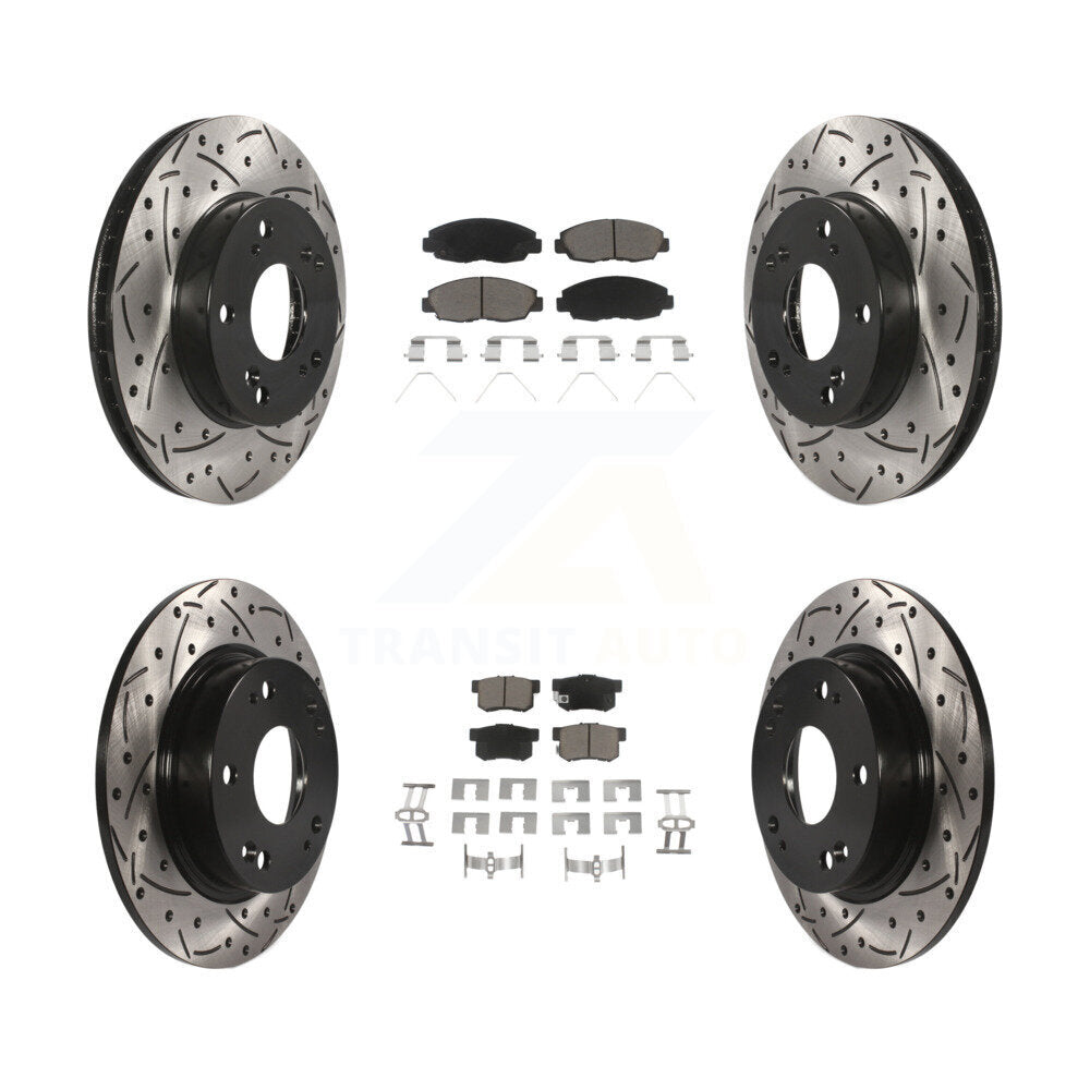 Kit de plaquettes en céramique pour rotors de frein à disque à fente percée avant et arrière pour Honda Civi