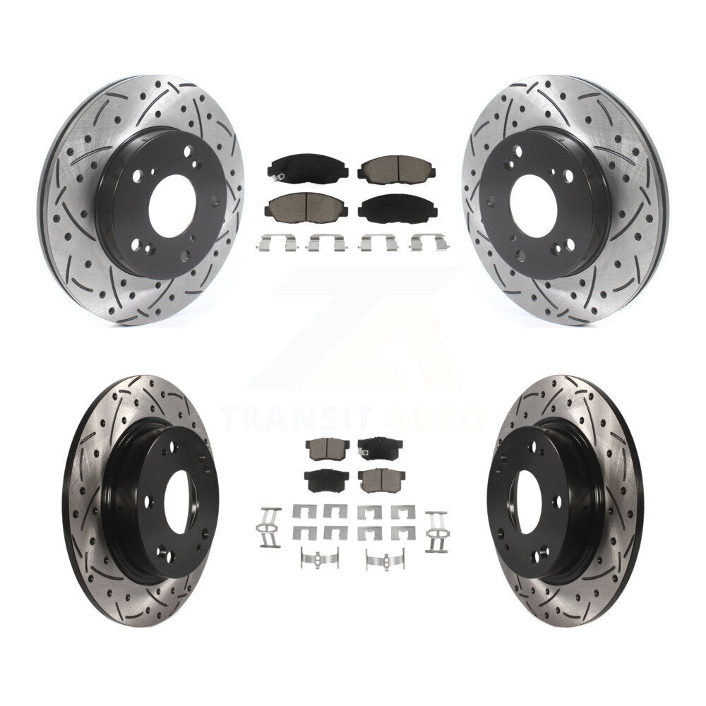 Kit de plaquettes en céramique pour rotors de frein à disque à fente percée avant et arrière pour Honda Civi