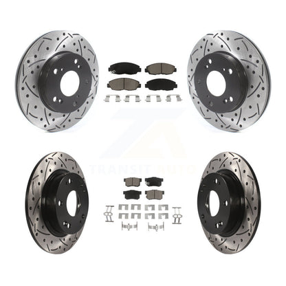 Kit de plaquettes en céramique pour rotors de frein à disque à fente percée avant et arrière pour Honda Civi