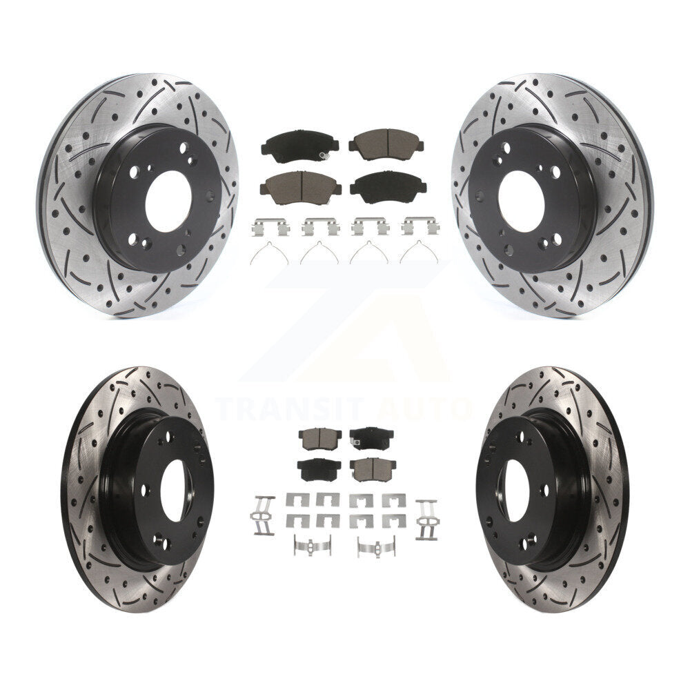 Kit de plaquettes en céramique pour rotors de frein à disque à fente percée avant et arrière pour Honda Civi