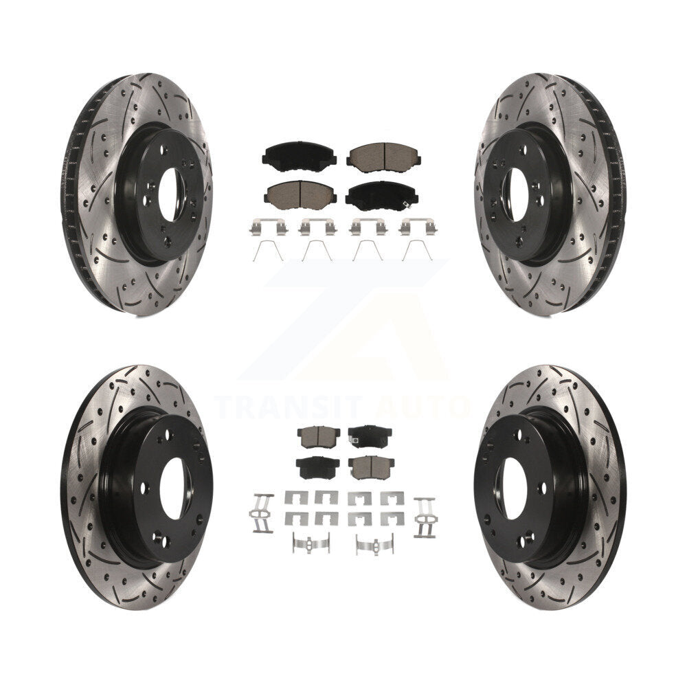 Kit de plaquettes en céramique pour rotors de frein à disque à fente percée avant et arrière pour Honda Civi
