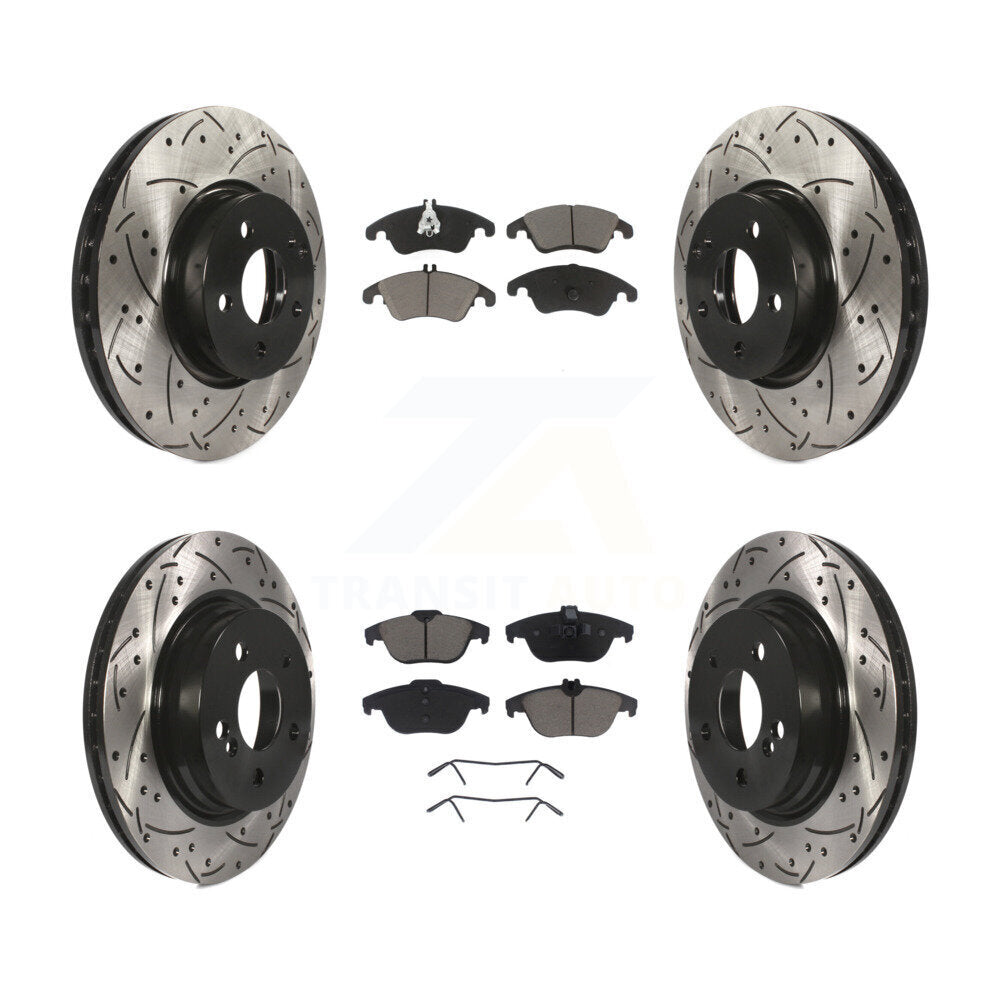Kit de plaquettes de frein en céramique, Rotors de frein à fente avant et arrière, pour Mercedes-Benz C300 C35