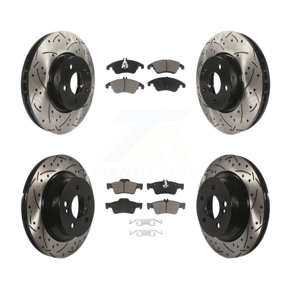 Kit de plaquettes de frein en céramique, Rotors de frein à fente avant et arrière percés pour Mercedes-Benz E350 E40