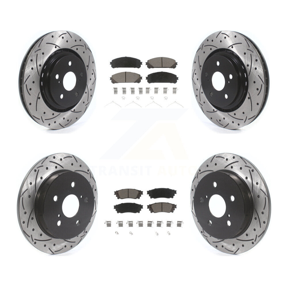 Kit de plaquettes de frein en céramique, Rotors de frein à fente avant et arrière, pour Toyota Camry Avalon TR